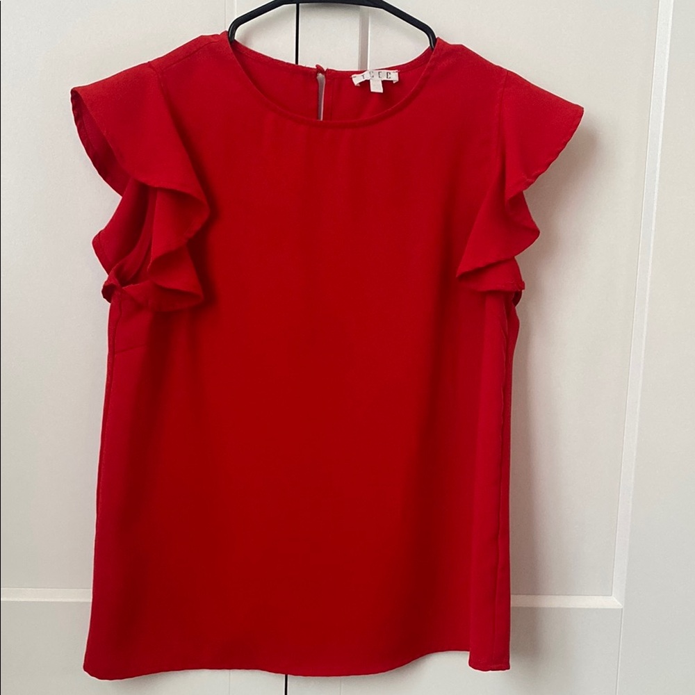 Vibrant Red Ruffle Blouse